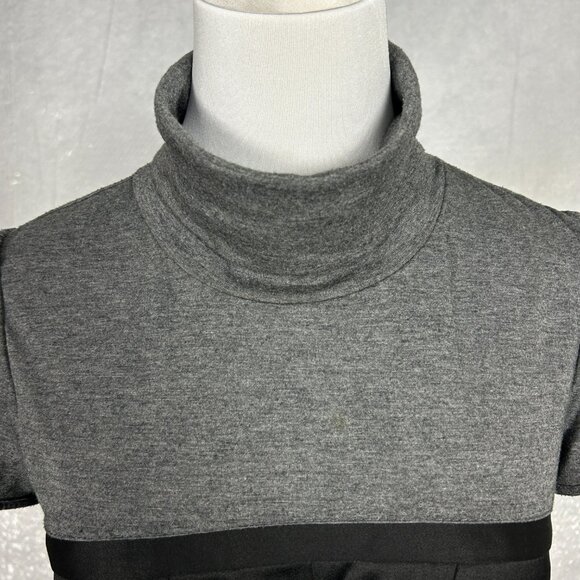 Theory Dress Womens 6 Wool Blend Grey Black Turtleneck Short Sleeve Shift Flaw* - Picture 6 of 15